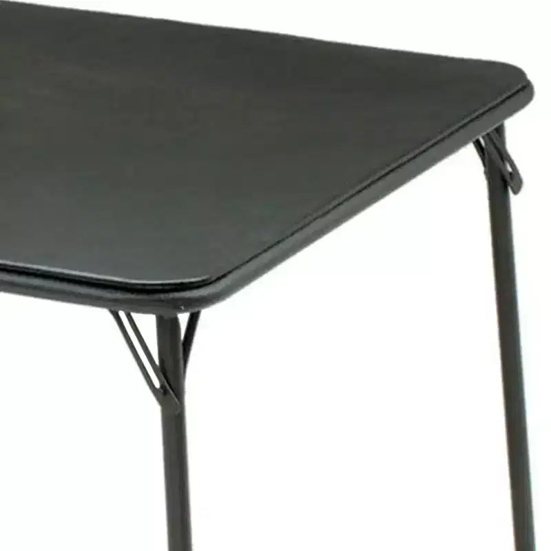 Table de salle à manger ou de jeu pliante carrée en acier/métal, 34 x 34, noir