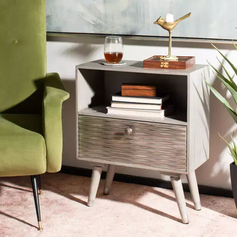 Table de chevet 1 tiroir Brandy Noyer gris