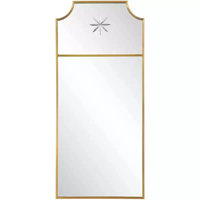 Uttermost Rectangular Vanity Decorative Wall Mirror Curved Corner Satin Brushed Brass Frame 18 Wide Bathroom Bedroom Living Room
