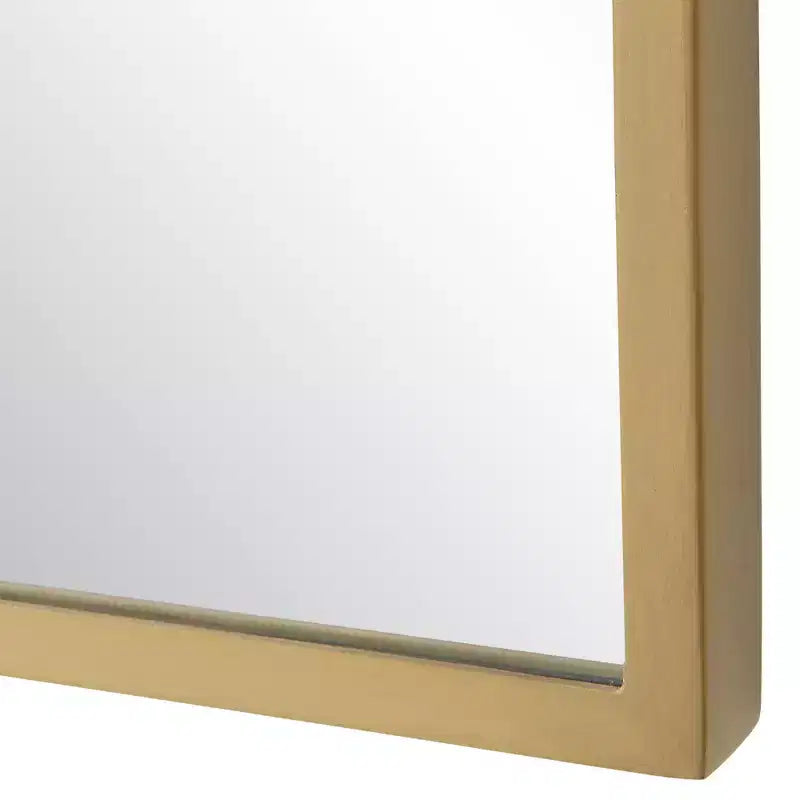 Miroir mural décoratif de vanité rectangulaire, coins arrondis, cadre en laiton brossé satiné, 18 de large, pour salle de bain, chambre à coucher, salon