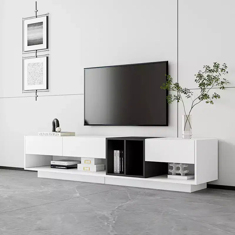 74.8 Stylish TV Stand for TVs Up to 80, Two-tone Media Console with Multifunctional Compartment - ModernLuxe