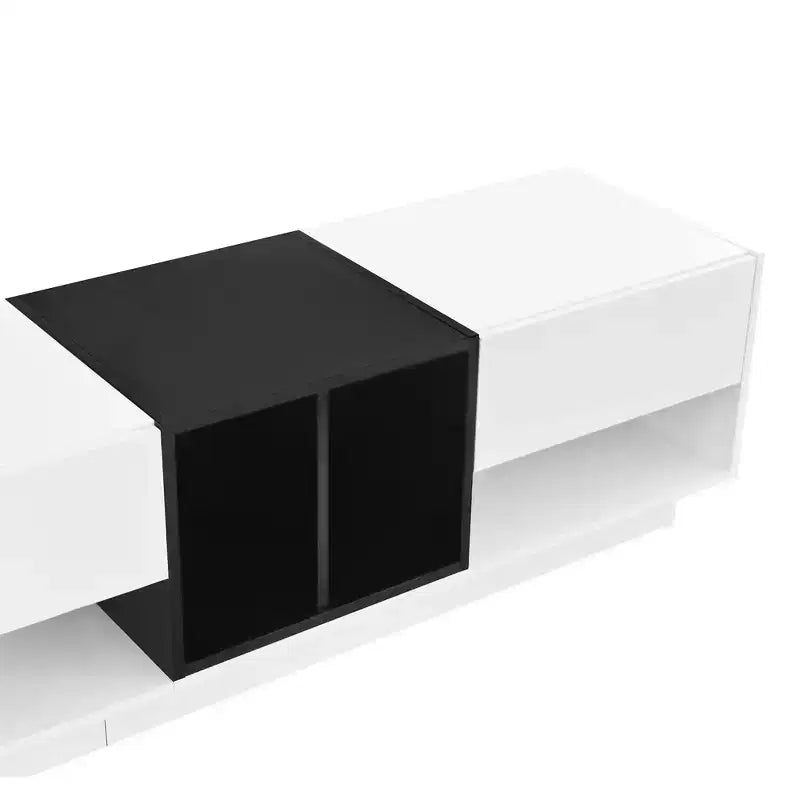 Meuble TV élégant de 74,8 po pour téléviseurs jusqu'à 80 po, console multimédia bicolore avec compartiment multifonctionnel